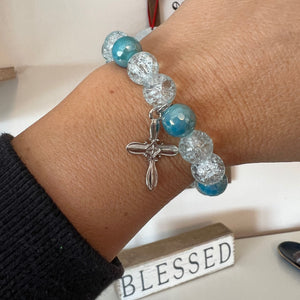 Aquamarine Cross Bracelet