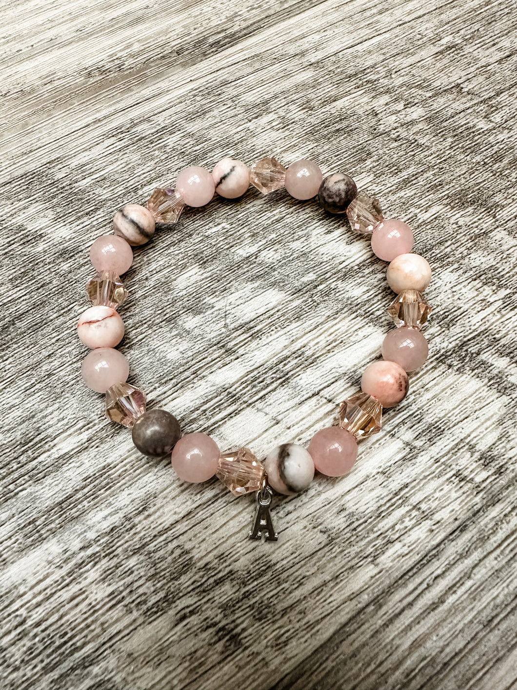 The Amanda Muted Pink Initial Charm Bracelet