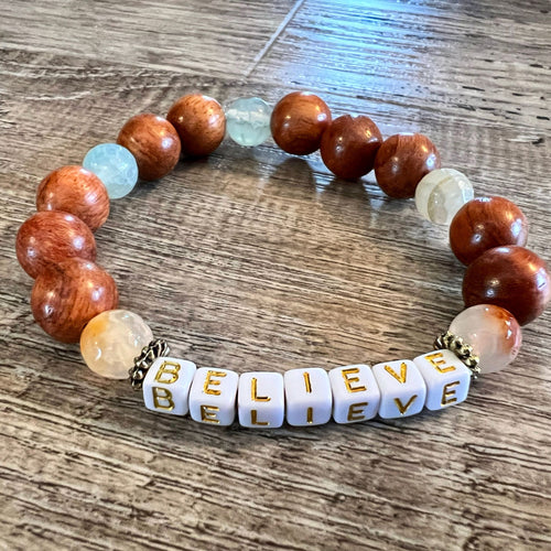 Natural Wood & Agate Bracelet
